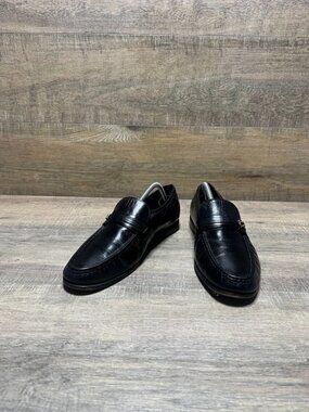 Oakton Black Leather Loafers Men's Size 10.5